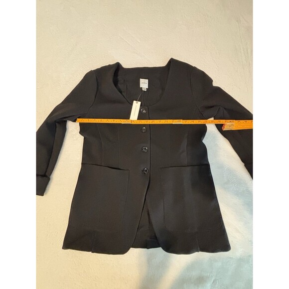 Anthropologie Maeve Scoop Neck Cutaway Blazer Sz Lg Black - Picture 7 of 9